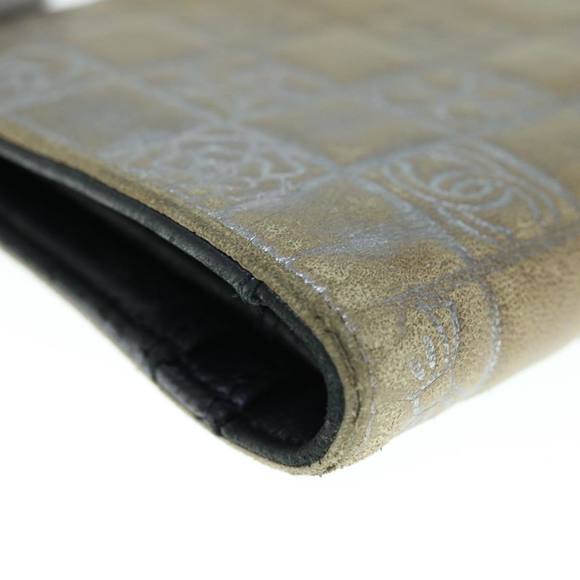 CHANEL Icon Line Wallet Leather Silver CC Auth 61875 - Picture 15 of 16